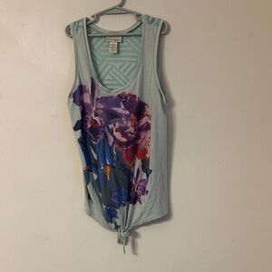 Elegant Floral Print Tie-Front Tank Top